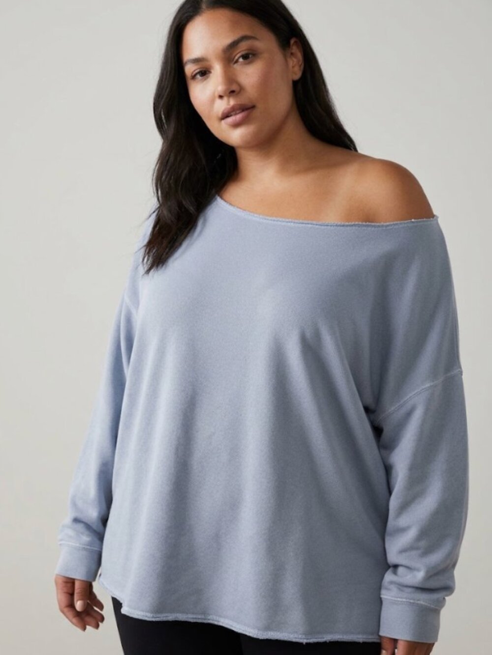 NWT Aerie | 2026 Monaco Blue Raw Edge Off The Shoulder Sweatshirt | Size XXL